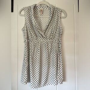 Two Hearts Maternity white with black polka dot blouse